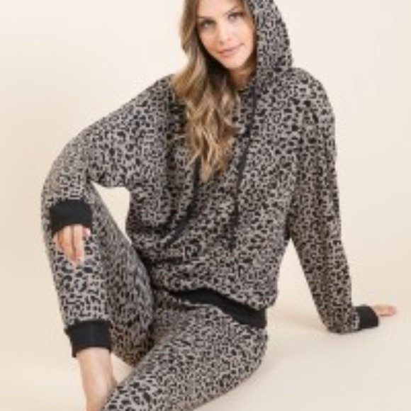Animal Print Hoodie & Joggers Lounge Set